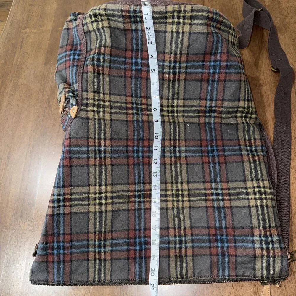 Pendleton Plaid Wool Sling Backpack Duffel Brown Travel Gym Heritage USA Fabric